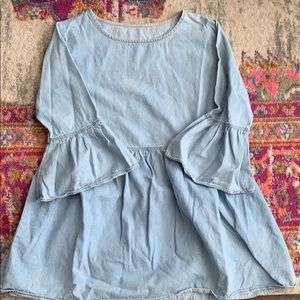 Denim Peplum 3/4 Top